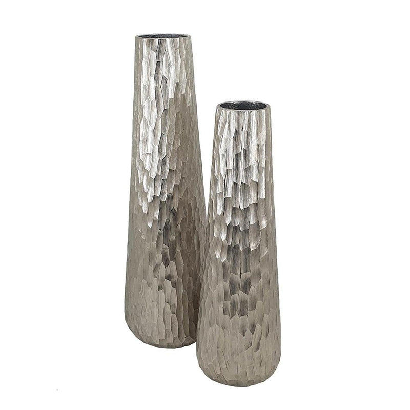 Textured Table Vases (Set of 2) - Silver