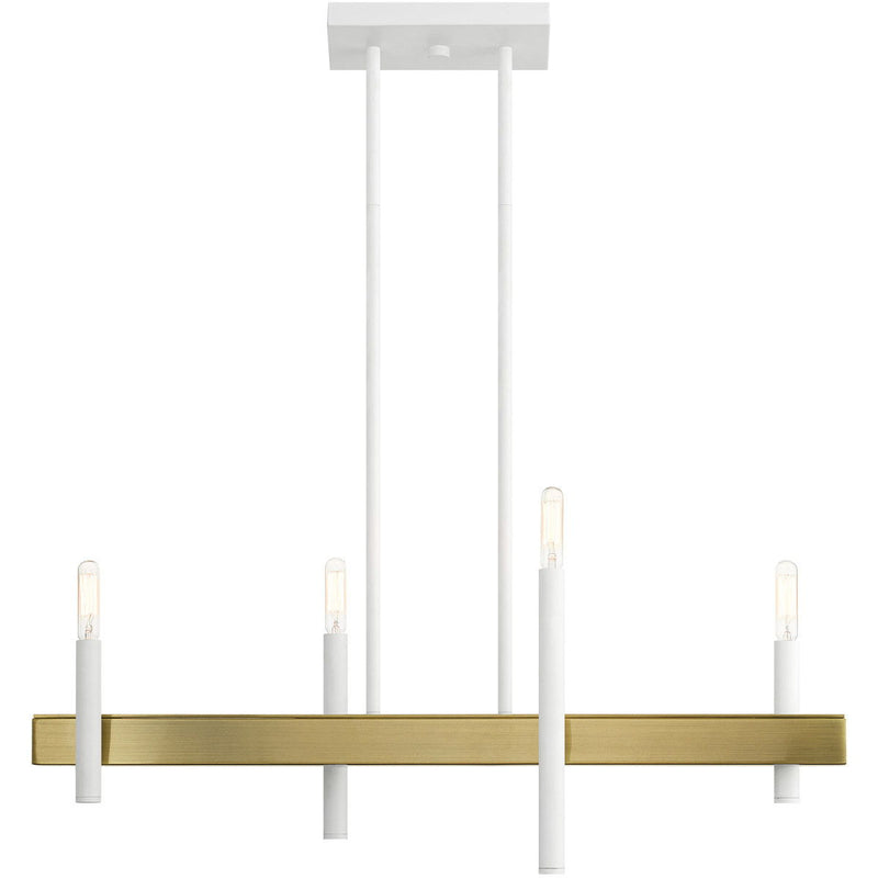 24" Four Light Dimmable Chandelier With Shades - Brass