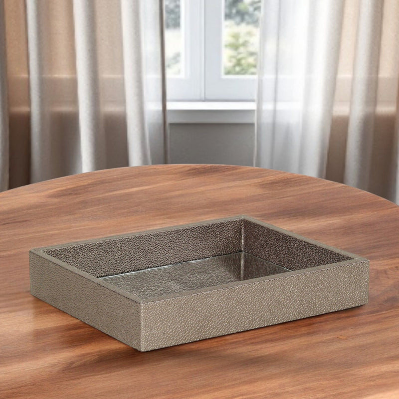 10" Rectangular Wood Handmade Tray - Gray