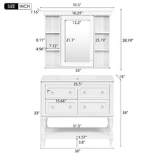 Load image into Gallery viewer, Bathroom Vanity With Medicine Cabinet, Storage Cabinet With 4 Drawers, Adjustable Shelf Mirror
