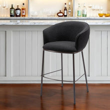 Load image into Gallery viewer, 30" Shearling And Steel Bar Height Bar Chair - Black / Bronze
