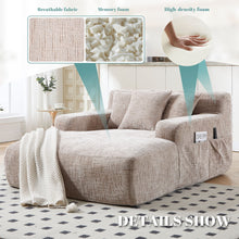 Load image into Gallery viewer, Chenille Interior Lazy Sofa Chaise Longue Armchair With 3 Pillows And Armrests
