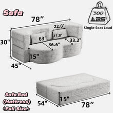 Load image into Gallery viewer, Convertible Plush Corduroy Foam-Filled Sleeper Sofa Bed With 2 Pillows
