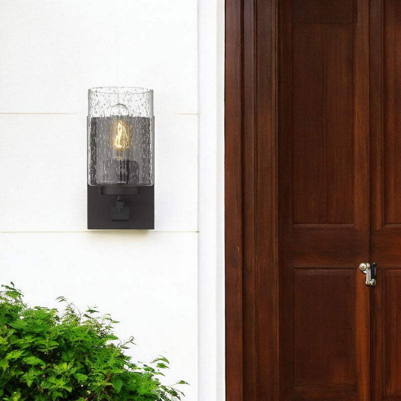 Metal And Textured Glass Wall Sconce - Bronze