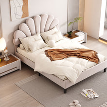 Load image into Gallery viewer, Upholstered Platform Bed With Flower Pattern Headboard
