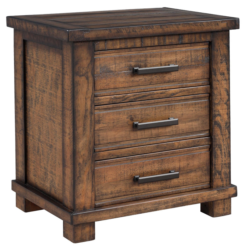 Solid Wood Three Drawer Nightstand - Natural