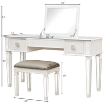Load image into Gallery viewer, Mirrored Vanity Desk With Drawers And Stool, Flip Up Dressing Table Set For Makeup Room
