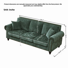 Load image into Gallery viewer, 3 Seater Sofa With Tufted Upholstery, Rolled Arms, Nailhead Trim
