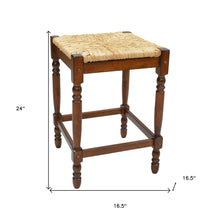 Load image into Gallery viewer, Solid Wood Backless Counter Height Bar Chair With Footrest 24" - Natural and Chestnut
