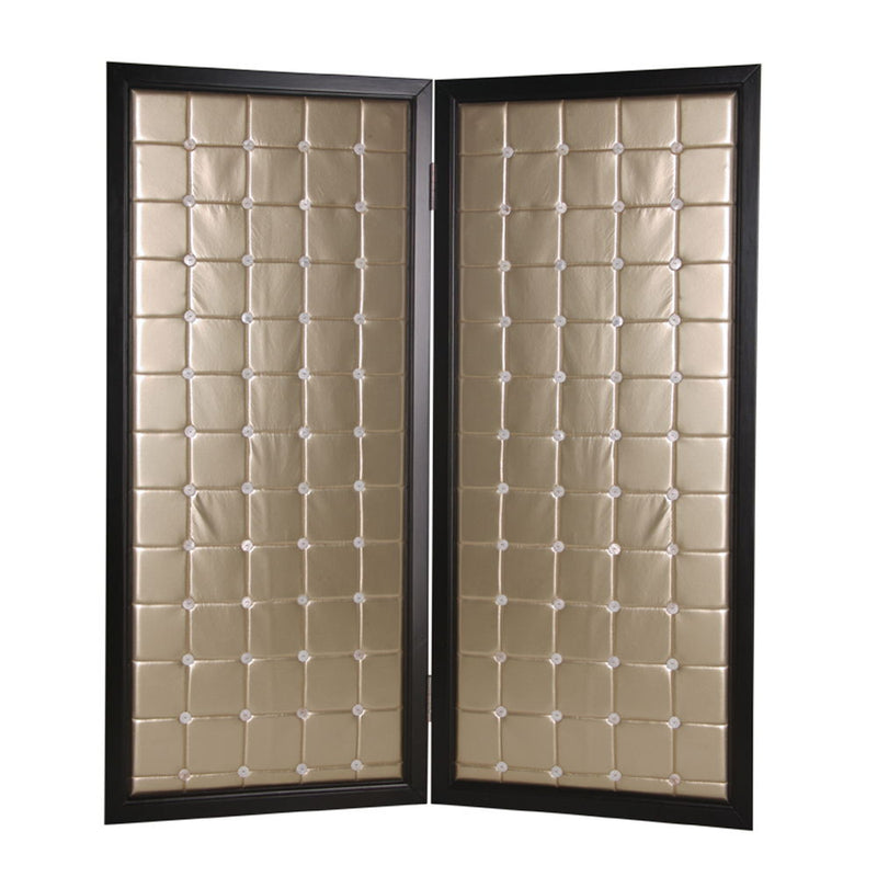 59" x 67" Wood & Fabric Screen - Gold