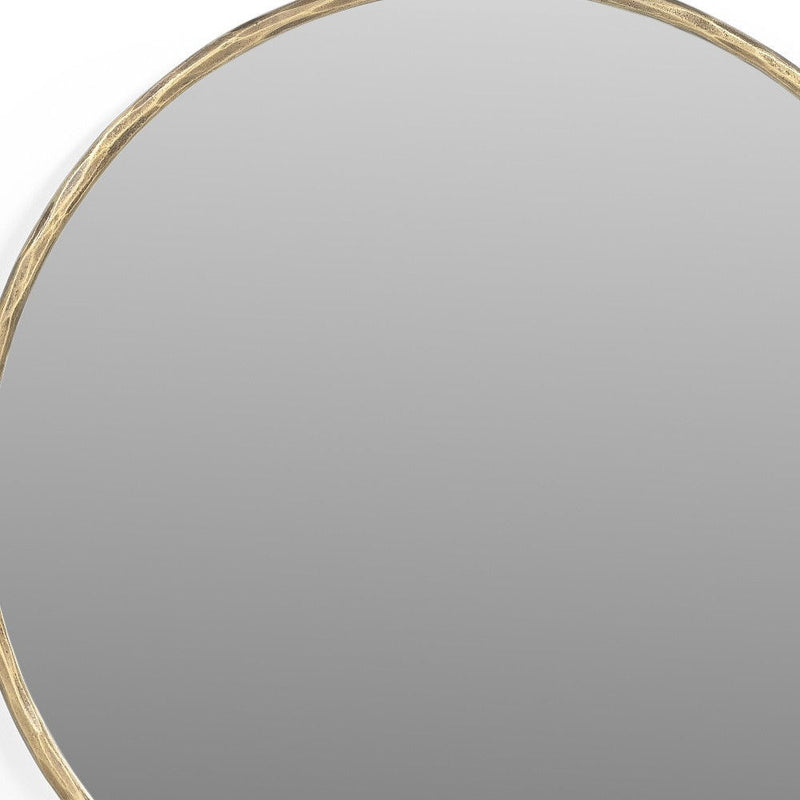 24" Round Brass Iron Framed Accent Mirror - Gold