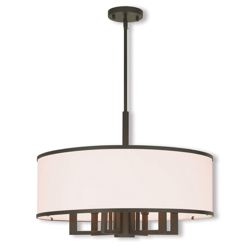 20" Seven Light Dimmable Chandelier With Shades - Bronze