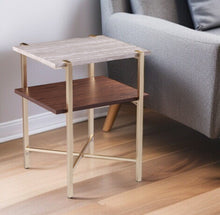 Load image into Gallery viewer, Manufactured Wood Iron Square End Table With Shelf - Brass

