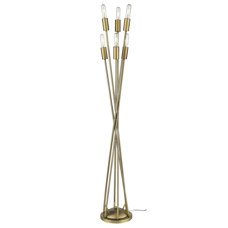 Six Light Torchiere Floor Lamp - Brass