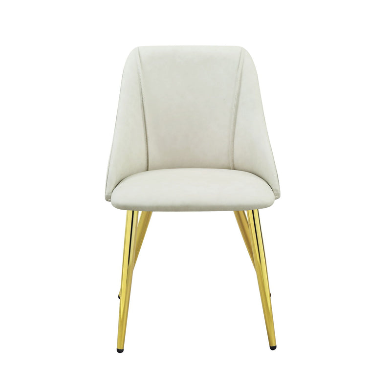 Upholstered Faux Leather Metal Dining Side Chairs (Set of 2) - White
