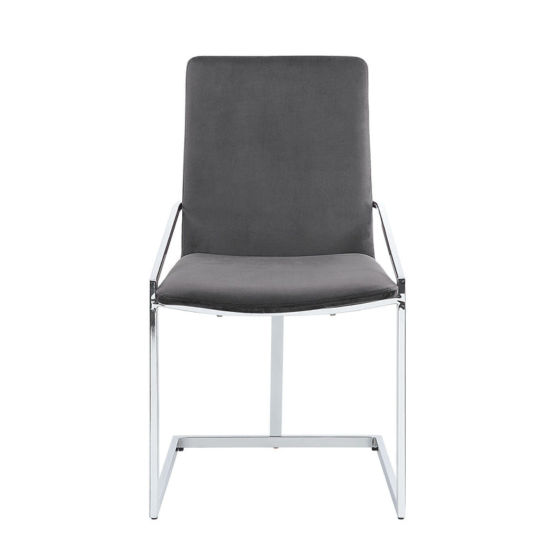 Upholstered Velvet Metal Dining Side Chairs (Set of 2) - Gray
