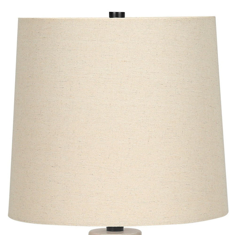 Geometric Table Lamp With Beige Empire Shade - Cream