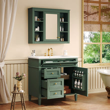 Load image into Gallery viewer, Bathroom Vanity With Mirror Cabinet, Single Sink With 2 Soft Closing Doors And 4 Drawers
