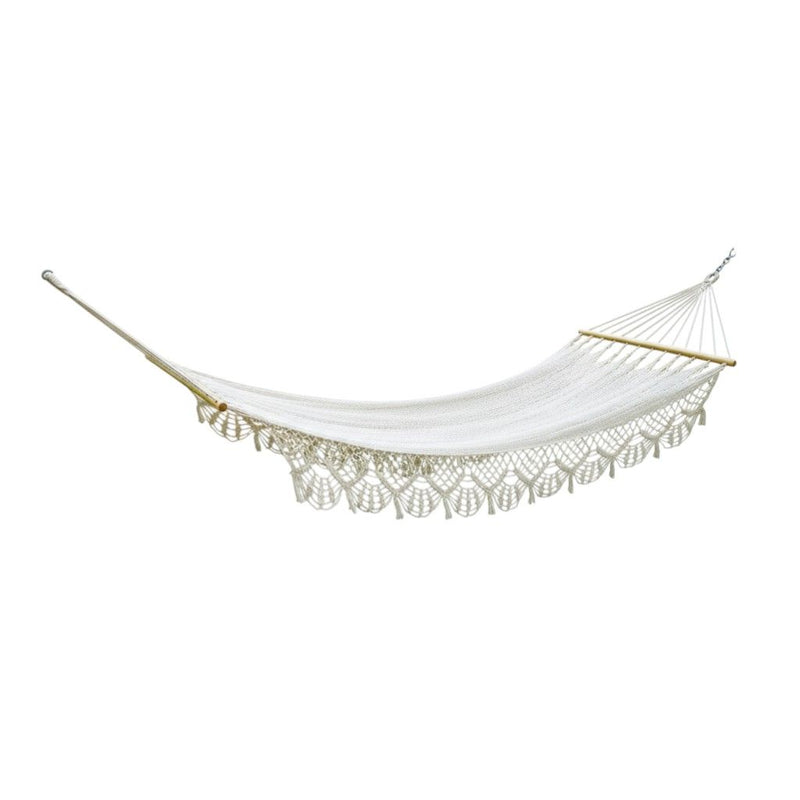 Single Spreader Bar Hammock With Lace - Ivory