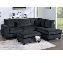 Load image into Gallery viewer, Modern Style Sectional Set With USB Port, Storage Ottoman
