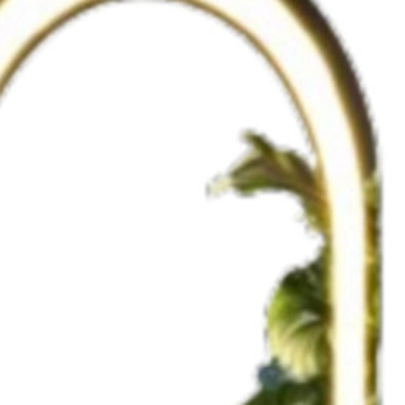 63" Glass Arch Lighted Wall Mounted And Freestanding Framed Full Length Mirror - Silver