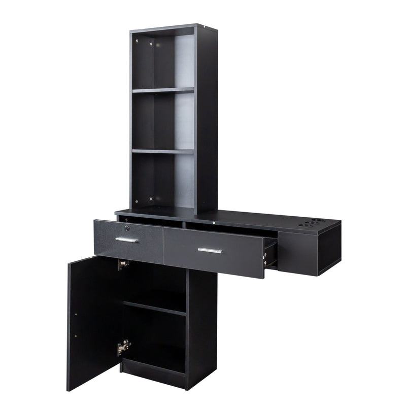 Wood Mirrored Two Drawer Vanity Table - Black