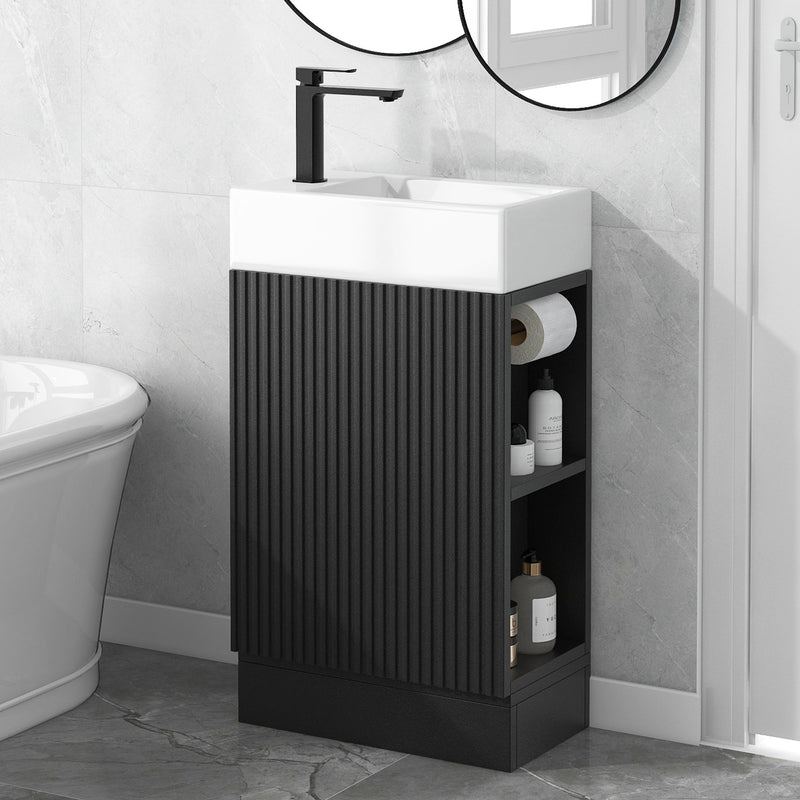 Modern Bathroom Vanity With Sink And 2 Tier Shelf