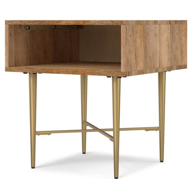 Modern Metal Square End Table - Natural
