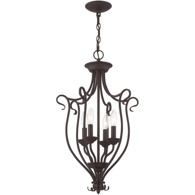 27'' Four Light Dimmable Chandelier With Shades - Bronze
