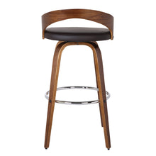 Load image into Gallery viewer, Faux Leather And Solid Wood Low Back Bar Height Swivel Bar Chair - Brown

