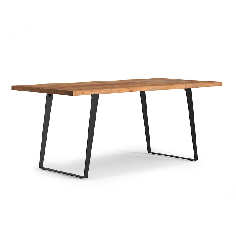 72" Solid Wood Iron Frame Base Dining Table - Natural / Black
