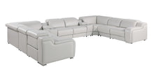 Load image into Gallery viewer, Italian Leather Power Reclining U-Shaped Ten Piece Corner Sectional With Console - Light Gray
