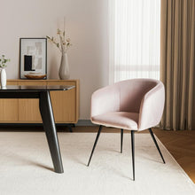 Load image into Gallery viewer, Upholstered Velvet Dining Arm Chair - Pink

