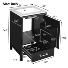 Load image into Gallery viewer, Bathroom Vanity With Ceramic Sink, Soft Close Drawers, Door Organizer, Divider Drawer, Adjustable Foot Pads
