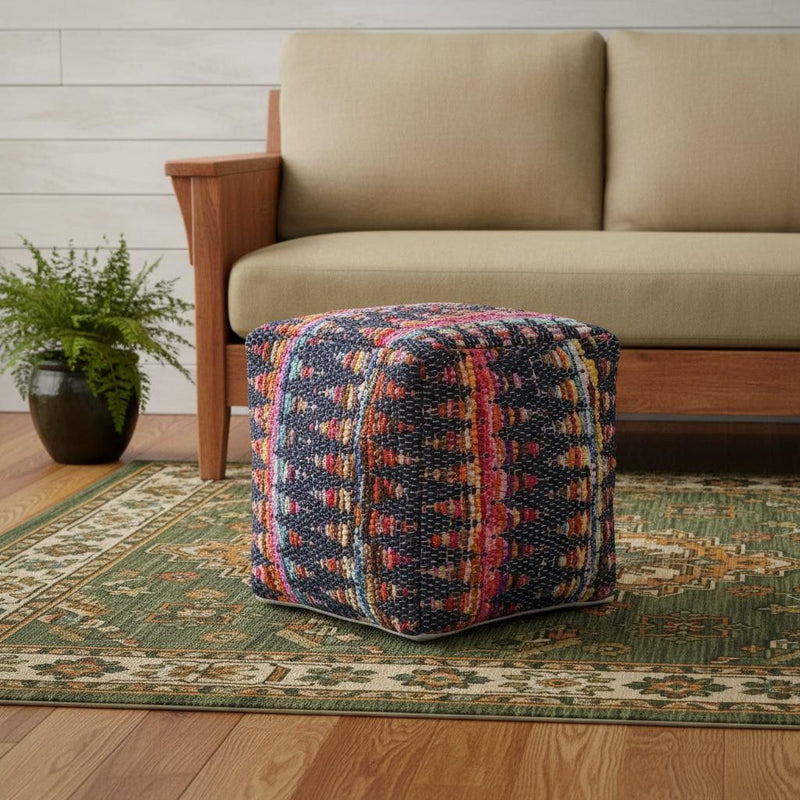 Upholstery Cube Pouf Ottoman - Blue