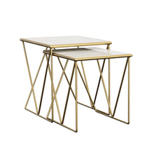 Load image into Gallery viewer, Sinclair - 2 Piece Nesting Table Set With Iron And Luxurious Marble Surface - White / Gold
