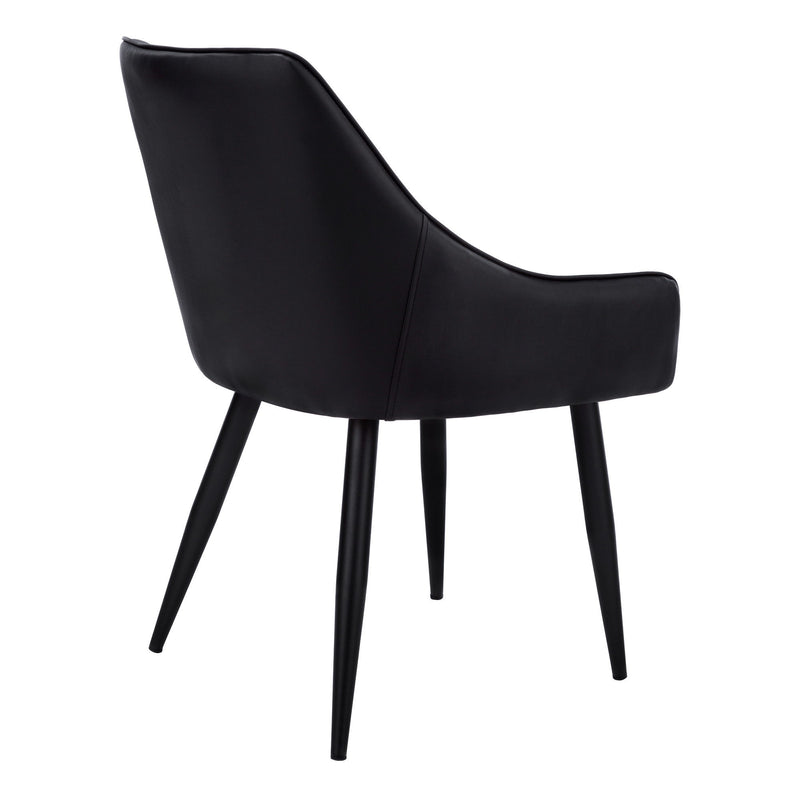 Tufted Faux Leather Dining Arm Chairs (Set of 2) - Black