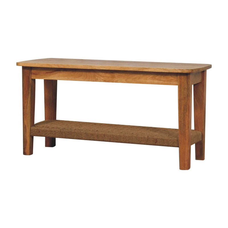 35" Solid Wood Coffee Table With Shelf - Oak