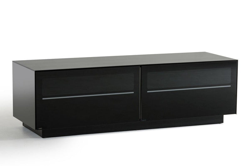 59" Glass And Wood Enclosed Storage TV Stand - Black