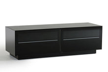 Load image into Gallery viewer, 59" Glass And Wood Enclosed Storage TV Stand - Black
