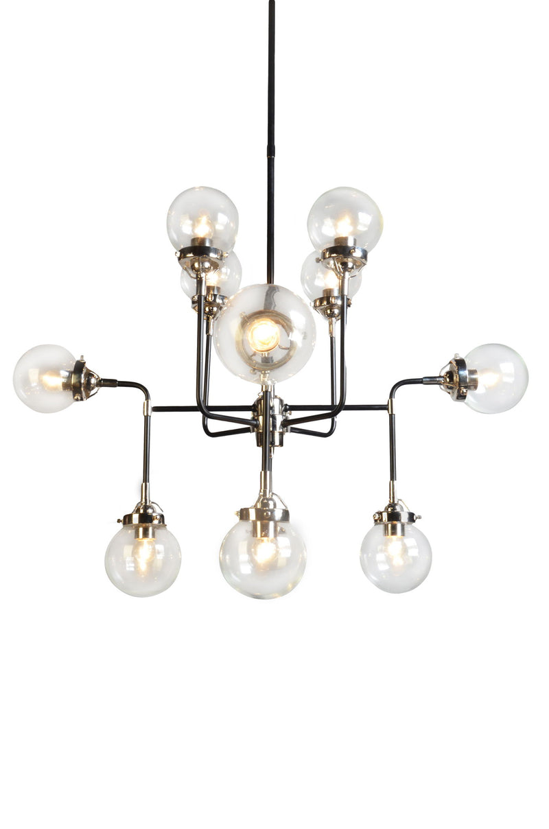 Sputnik Eight Light Metal Chandelier With Shades - Black / White