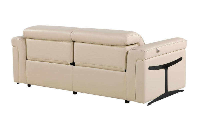 Italian Leather Reclining USB Sofa (720379) - Beige