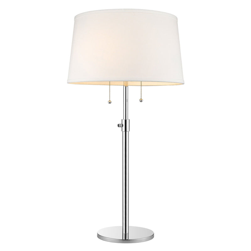 Metal Two Light Adjustable Table Lamp With White Empire Shade - Silver