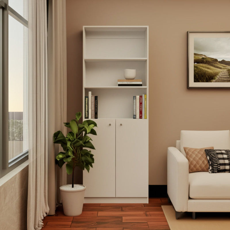 Three Tier Bookcase With Two Doors (546595) - White