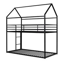 Load image into Gallery viewer, Bunk Beds for Kids Twin over Twin,House Bunk Bed Metal Bed Frame Built-in Ladder,No Box Spring Needed Black
