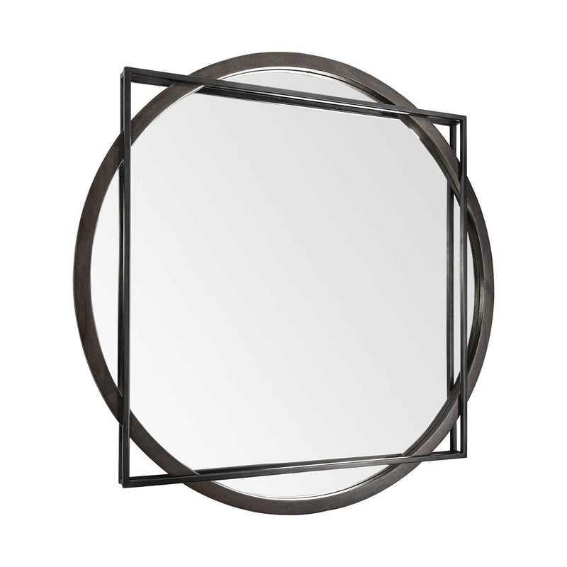 46" Abstract Metal Framed Accent Mirror - Black