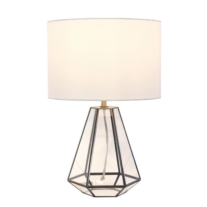 Geometric Table Lamp With Drum Shade - Clear