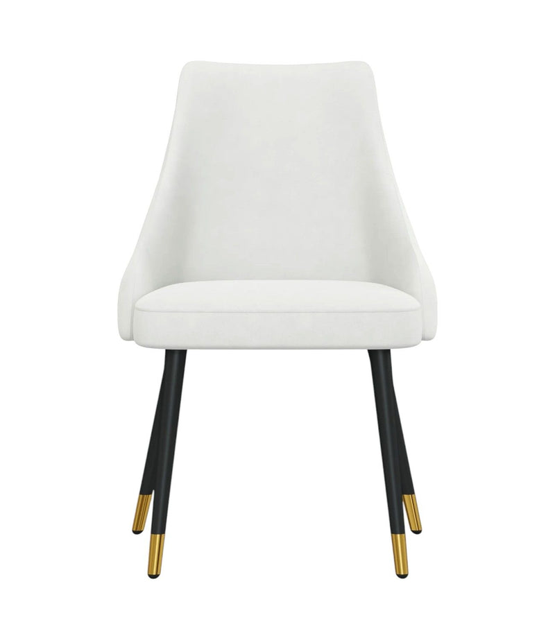 Upholstered Fabric Dining Side Chair (Set of 2) - White / Black