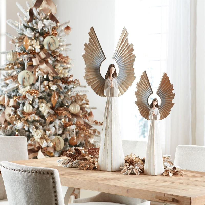 Poly Angel Christmas Tabletop Sculpture (633810) - White / Gold