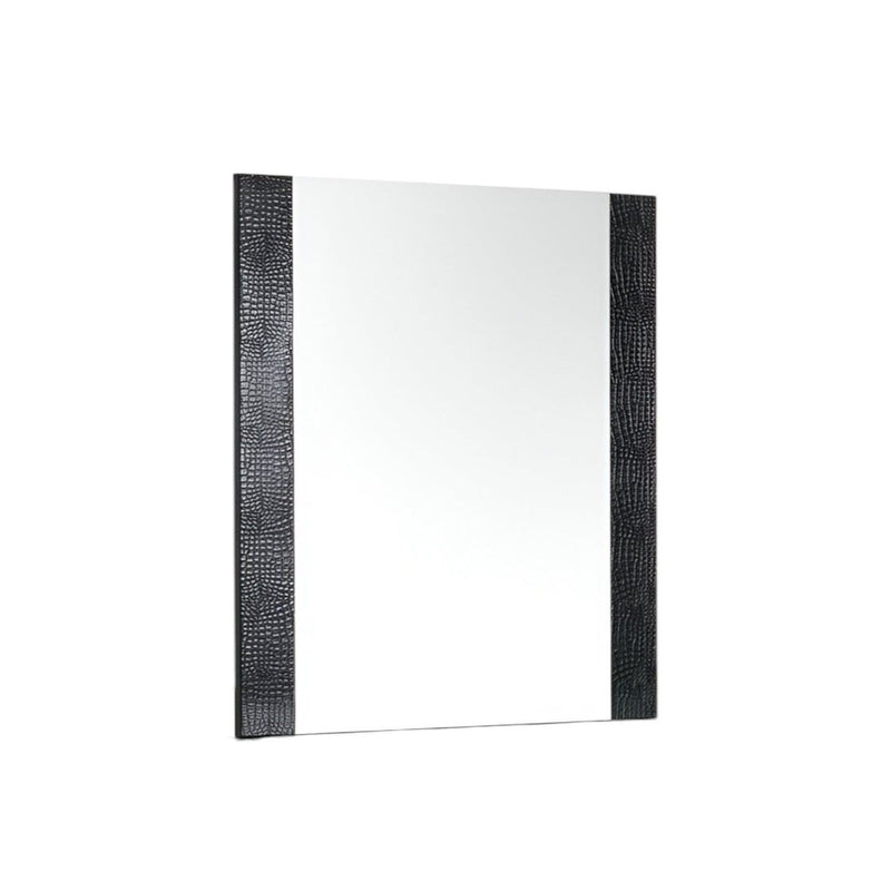 41" Faux Shagreen Partially Framed Accent Mirror - Black